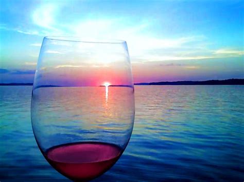 Sunrise On The Ocean Through A Wine Glass Wine Art Water Into Wine