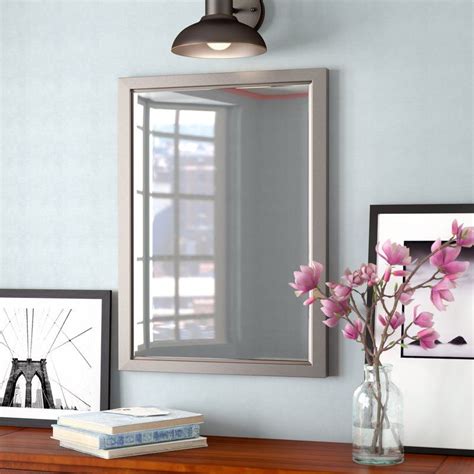 Rectangle Brushed Nickel Mirror Modern Mirror Wall Contemporary Wall Mirrors Brushed Nickel