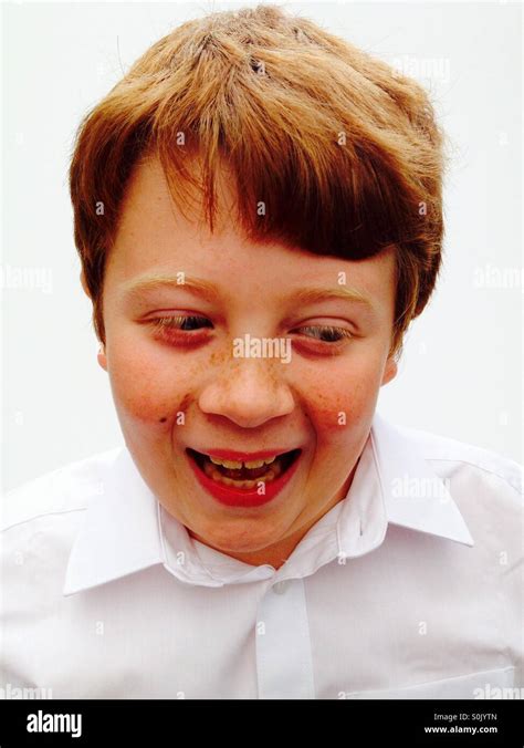 A Happy 10 Year Old Ginger Haired Boy Stock Photo Alamy