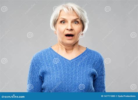 Shocked Senior Woman With Open Mouth Stock Image Image Of Facial