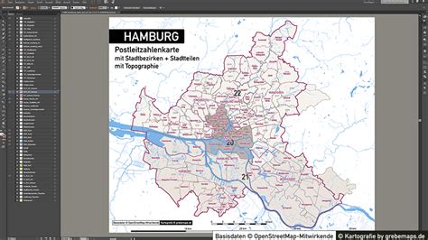 Besonders interessant in bezirke (hamburg). Hamburg Stadtplan Postleitzahlen PLZ-5 Topographie ...