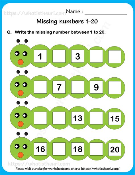 Find The Missing Number 1 20 3 Your Home Teacher 171 Preschool Math