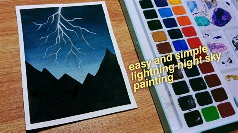 Easy And Simple Lightning Night Sky Watercolor Painting