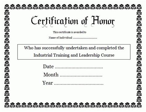 11 Certificate Of Honor Templates Free Printable Word With Honor
