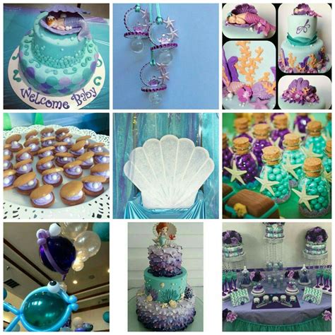 What a pretty mermaid baby shower party for twins! Little mermaid baby shower ideas … (With images) | Mermaid ...