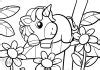 Unicorn with Flowers Coloring Page for Girls - diy-magazine.com
