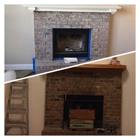 Brick Fireplace Before And After Using Valspar Limewash Glaze