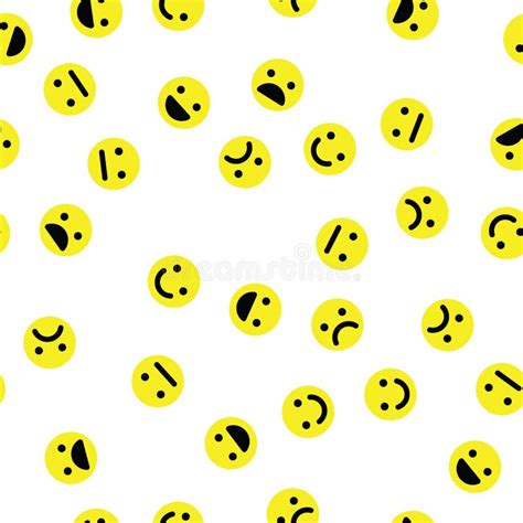 Emoji Seamless Pattern Background Simple Yellow Emoticons Vector