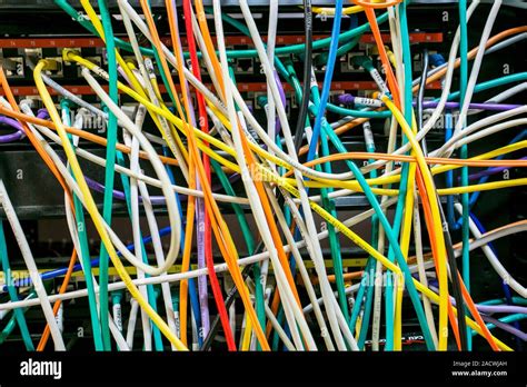Tangled Network Cables Stock Photo Alamy