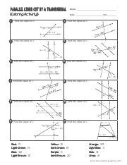 Copy Of Enrichment Oct Parallel Lines Cut By A Transversal Coloring Activity Pdf