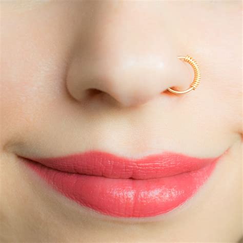 Gold Nose Ring Hoop Wrapped Nose Ring Piercing Nose Hoop Etsy