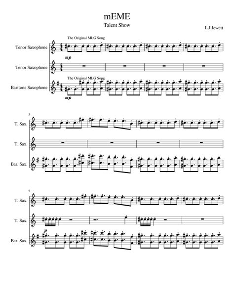 Meme Sheet Music For Tenor Saxophone Baritone Saxophone Download Free In Pdf Or Midi