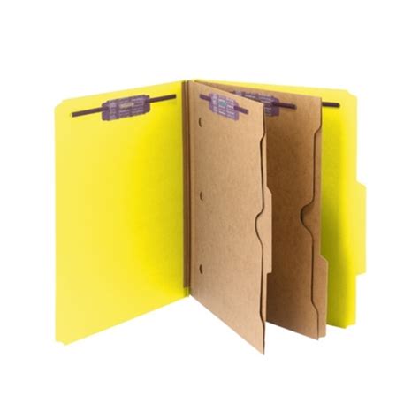 Smead 14084 Yellow Pressboard Classification File Folder With Wallet