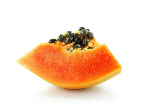 Fresh Ripe Papaya Slice On White Background Stock Image Image 34912991