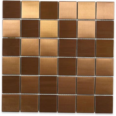 Faux pressed tin panels are also an option for backsplashes. Splashback Tile Metal Copper 2 in. Squares 12 in. x 12 in ...