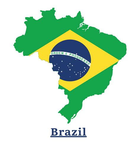 Brasile Nazionale Bandiera Carta Geografica Disegno Illustrazione Di