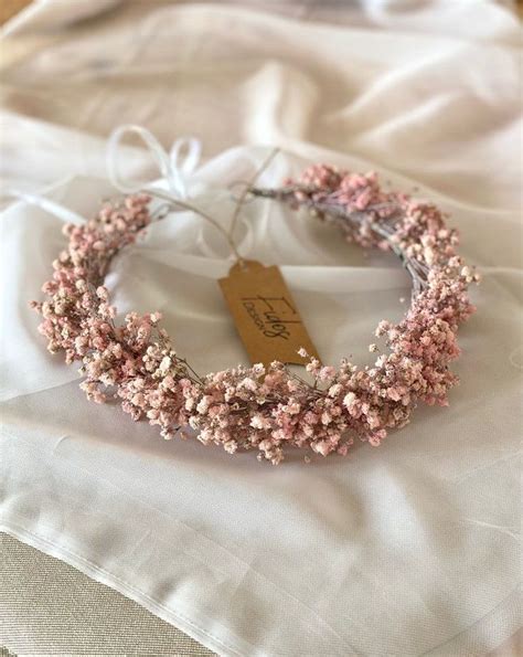 Pink Dried Gypsophila Floral Headband For Newbornbridesmaid Etsy Uk