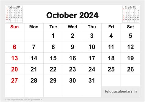 Telugu Blank Calendar 2024 October 2024 Telugu Calendar Pdf
