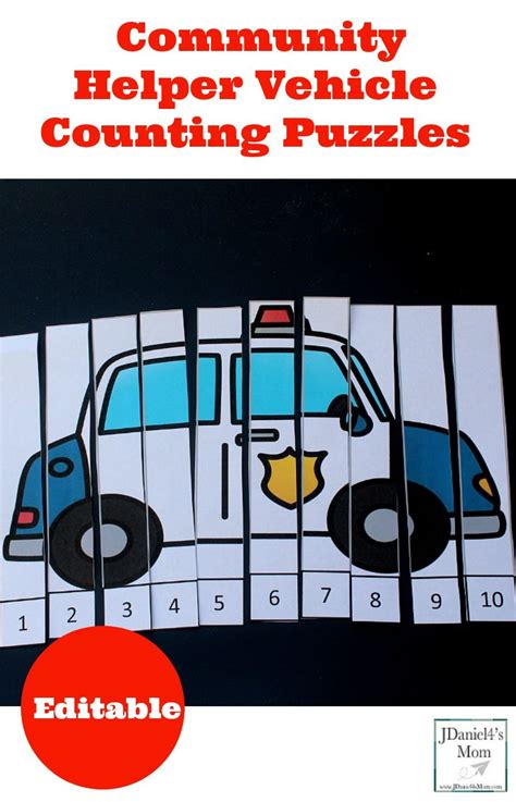 Community Helper Vehicle Counting Puzzles Community Helper Lesson