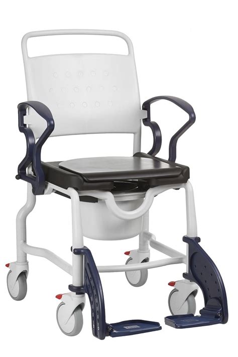 This commode wheelchair comes with swing away footrests that have adjustable height and are removable. Berlin Ergonomic Shower Commode Chair with Padded Seat by ...