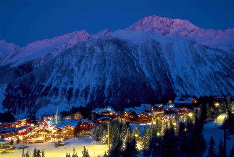 Night Lights At The Ski Resort Of Courchevel France Wallpapers And