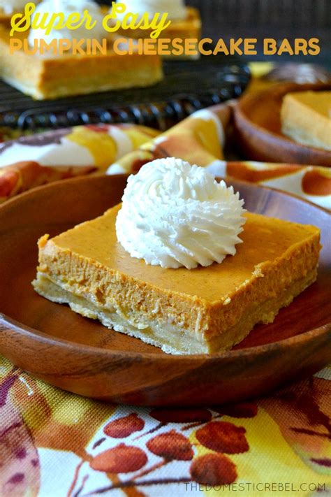The cream cheese and butter also softens the strong pumpkin flavor. Super Easy Pumpkin Cheesecake Bars | The Domestic Rebel