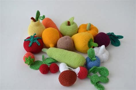 Bread, cake & cookie accessories new. Crochet Knit Vegetables, Fruit Kitchen Decor Christmas ...