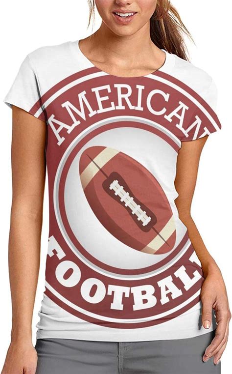 American Football Sport Logo Badge Womens Casual Tops Short Sleeve V