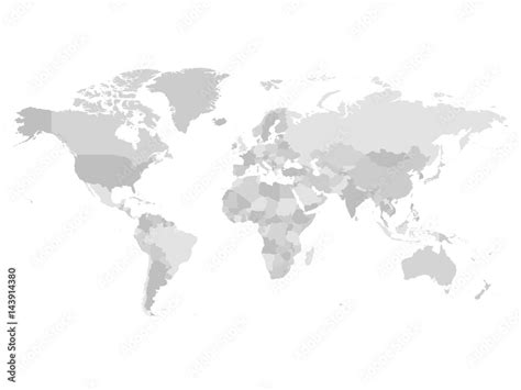 Obraz Mapa świata W Czterech Odcieniach Szarości Na Białym Tle Pusta