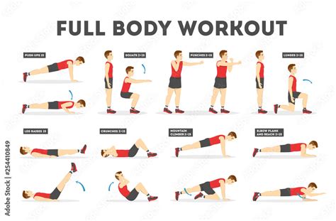 Full Body Workout Set Exercise For Man Stock Vector Adobe Stock