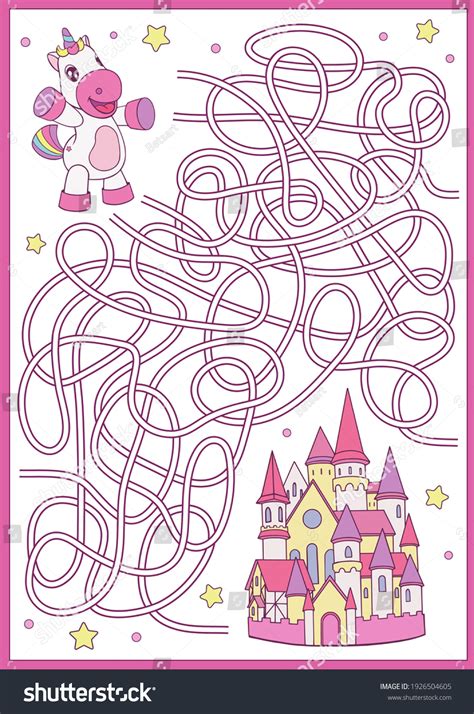 Kids Game Cute Unicorn Maze Puzzle Stock Vector Royalty Free