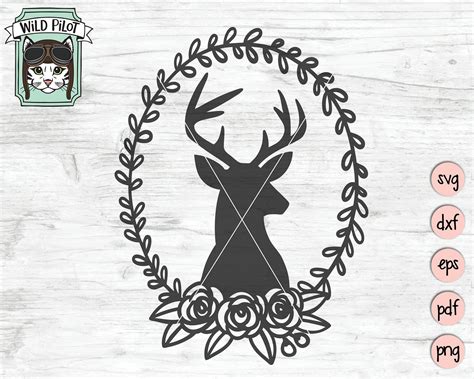 Deer SVG file Deer Head svg Deer Head Silhouette svg Deer | Etsy | Deer head silhouette, Wreath 