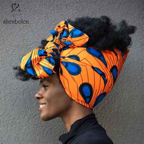 Shenbolen African Headwrap Women Traditional Headtie Scarf Turban 100 Cotton Wax 72x22 Head