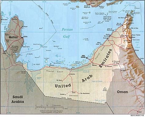 Large Detailed Road And Political Map Of United Arab Emirates United