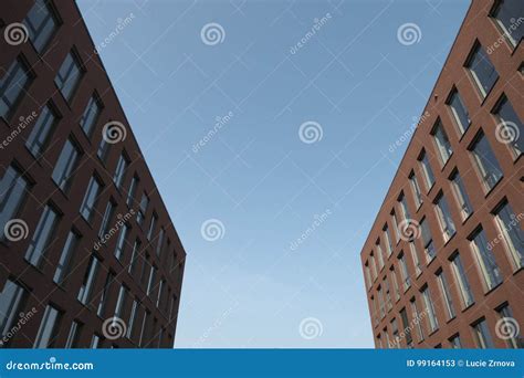Modern Office Building With Red Brick Facade Stock Image Image Of