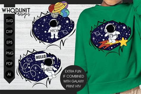 Cute Astronauts SVG | Ripped Shirt style | Galaxy and Stars