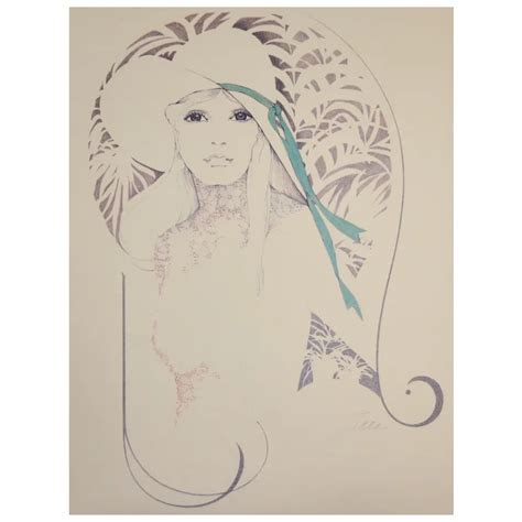 1970s William Tara Lady In Wide Brim Hat 28 X 22 Lithograph Art Print Ruby Lane
