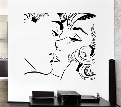 2016 new couple kiss wall sticker kiss kissing couple romantic love decor for pop art bedroom