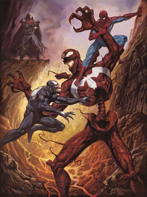 Spider Man And Venom Vs Carnage By Paolo Rivera Symbiotes Marvel