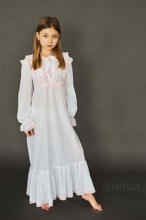Soft Victorian Custom Nightgown For Girls 4 11 Year Old White Etsy