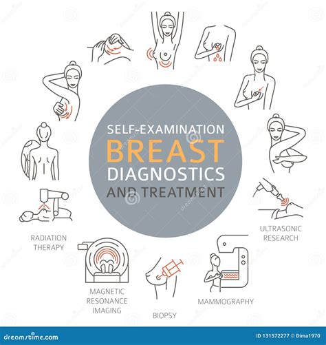 Breast Cancer Medical Infographic Diagnostics Symptoms Self Examination Women S Health Set