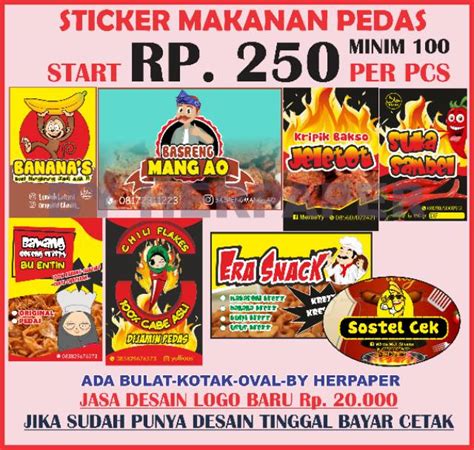 Jadi jangan khawatir kemasan akan bocor atau rembes. Contoh Stiker Kemasan Jajanan Pedas / Stiker Makanan Pedas Stiker Seblak Stiker Sambal Stiker ...