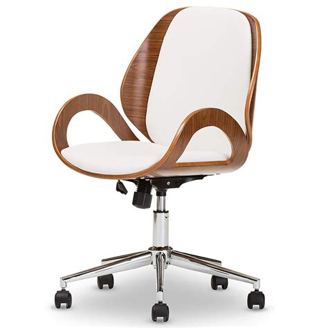 Baxton Studio Didier Modern Contemporary Office Chair Walnut White