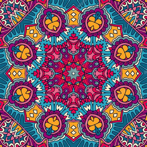 Mandala Colorful Ethnic Round Ornament Vector Art — Stock Vector