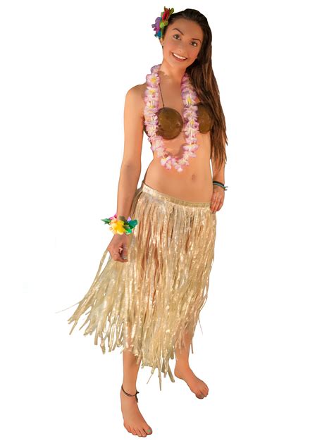 Hawaiian Luau Party Grass Skirt Coconut Bra Pc Hula Girl Costume One Size Walmart
