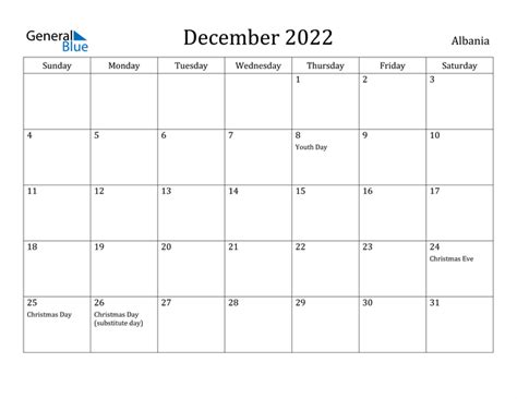 December 2022 Calendar With Holidays Printable Best Calendar Example