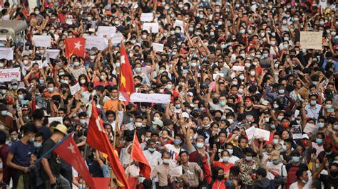 Two people reportedly killed at protests against myanmar military coup. Myanmar: Thousands take to the streets of Yangon to ...