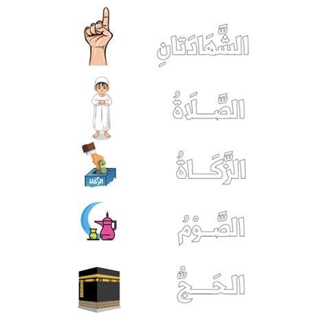 Five Pillars Of Islam Coloring Worksheet Arabic101