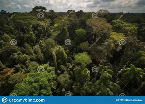Amazons Jungle With The Canopy Of Trees And Vines Visible From Above