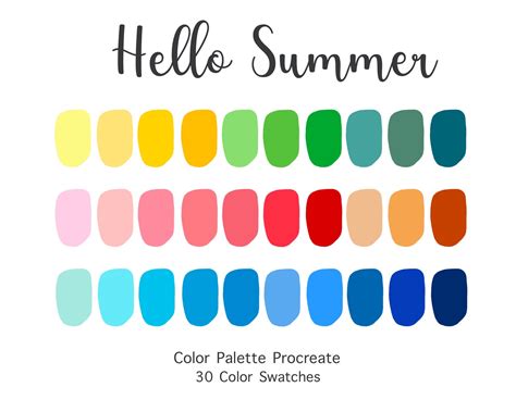 Procreate Color Palette Hello Summer Color Swatches Etsy